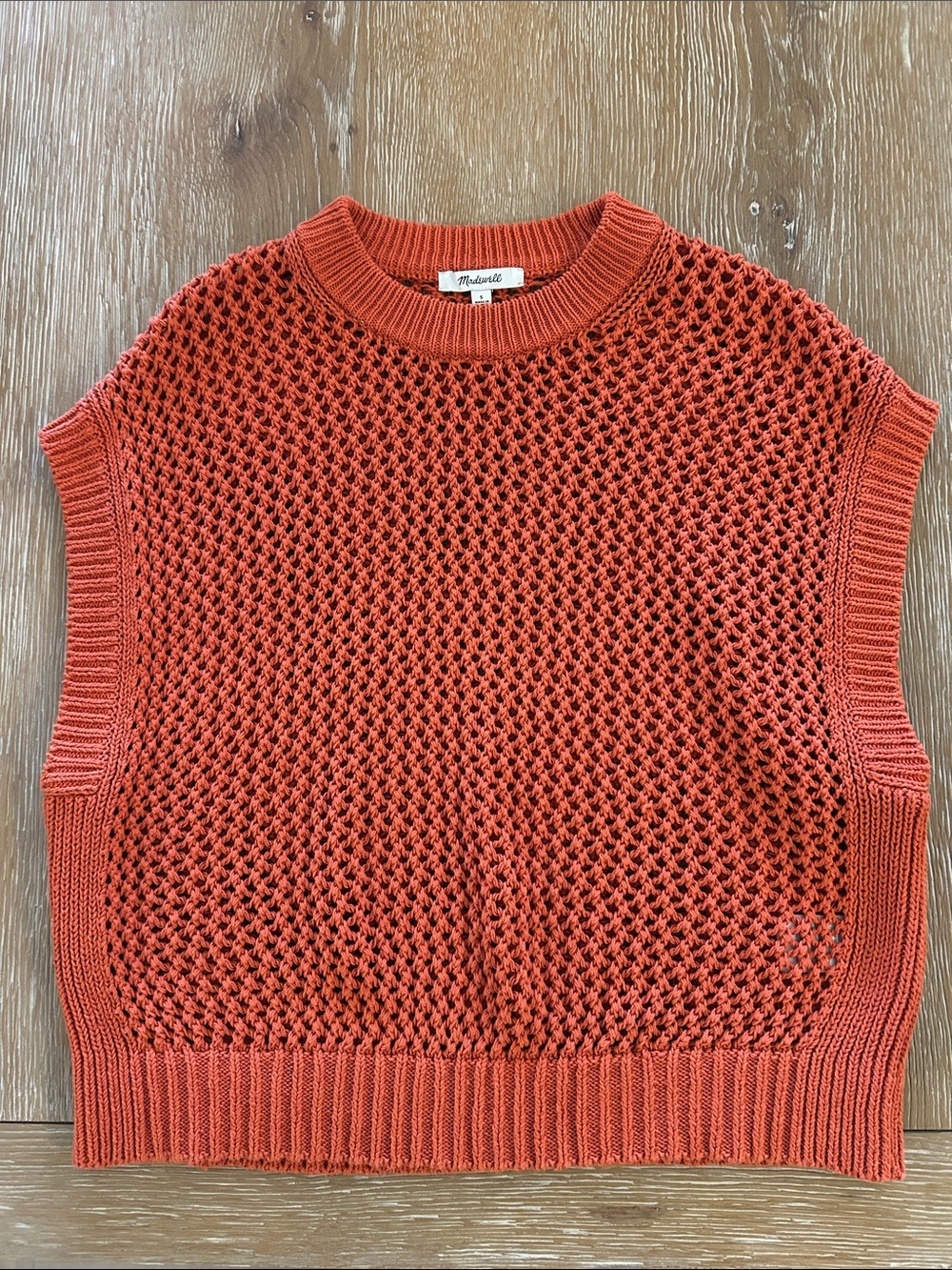 Madewell | Rust Orange Open-Knit Sweater Vest